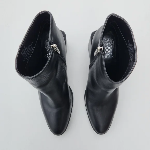 Vince Camuto Kelmi Leather Black Ankle Booties Size 8.5 - Picture 5 of 15